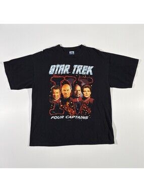 VTG 90s Star Trek Four Captains T Shirt XL Cygnus Black